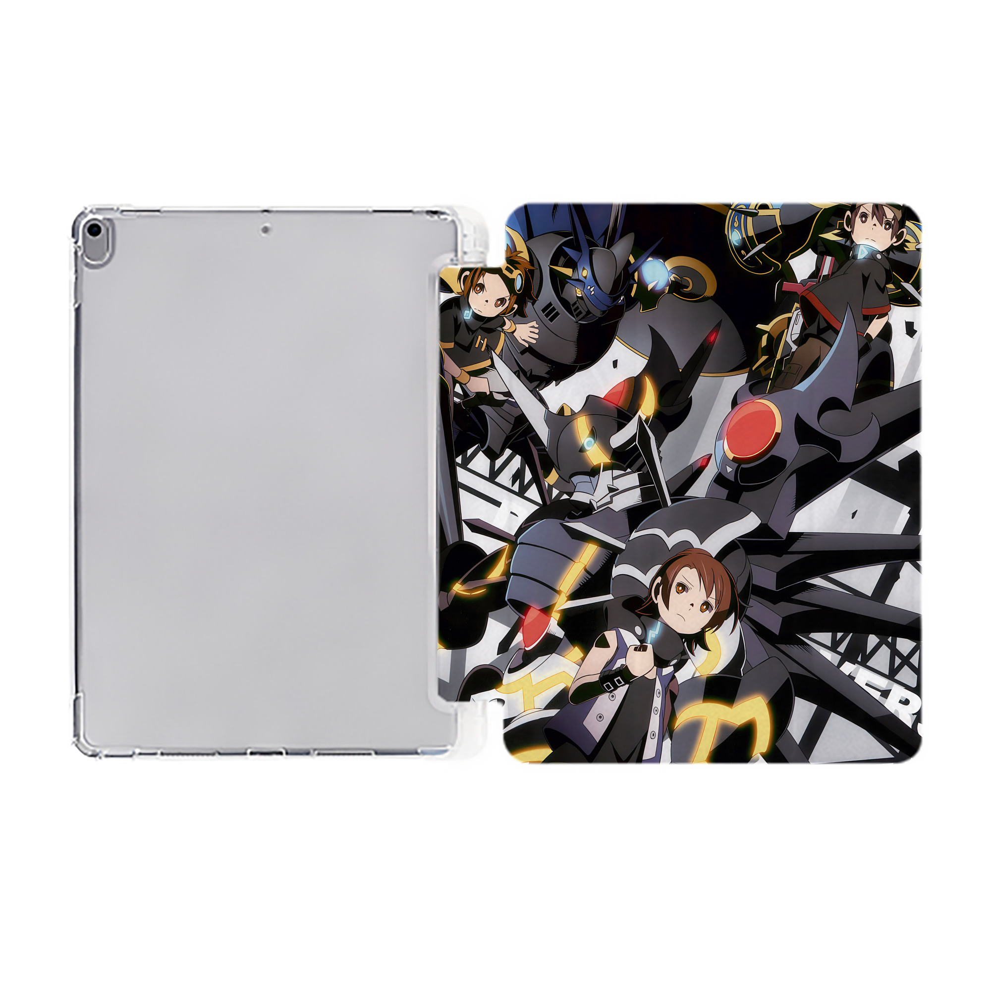 （画像用） Digimon デジタルモンスター/デジモン IPad ケース ペン収納付き 三つ折りスタンド PUレザー×シリコン 対応機種9.5/10.5/10.9インチ